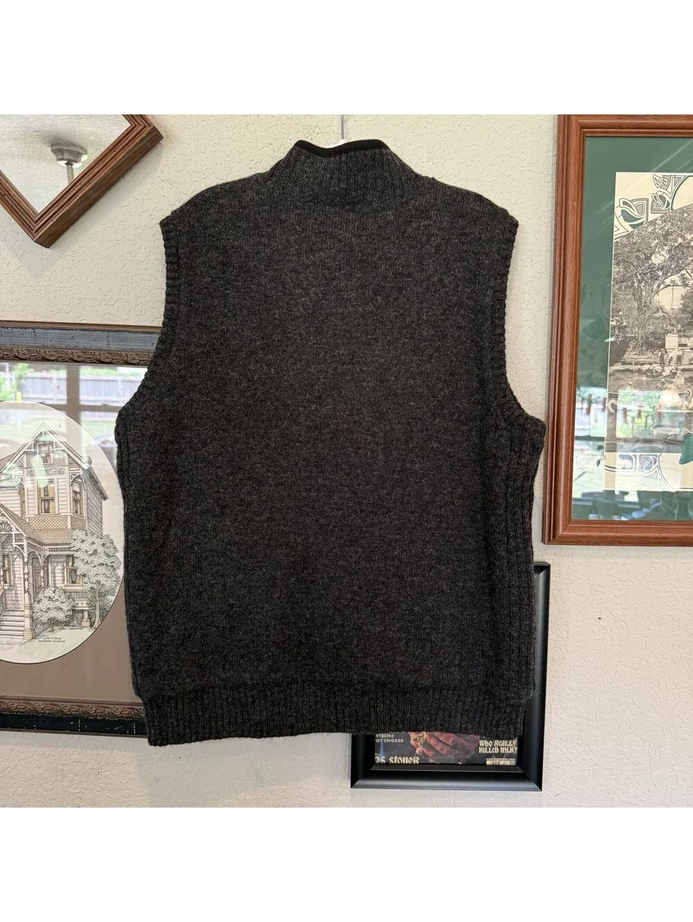 Vintage 90s/00s Dark Grey Reversible Pendleton Wool Designer Full Zip Vest Large